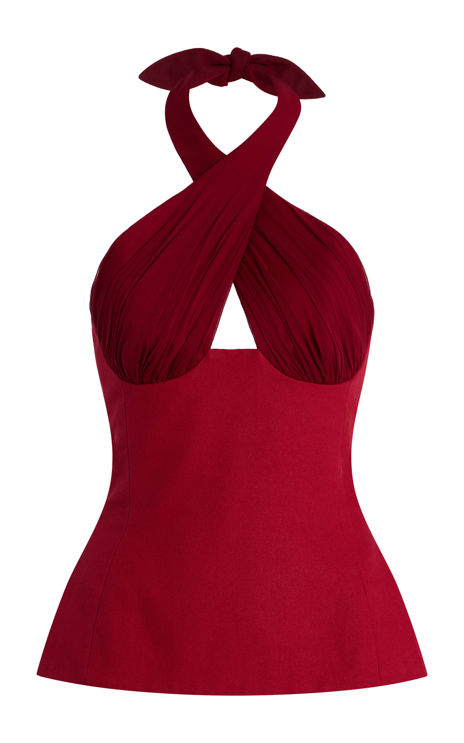 Exclusive Sculpted Silk Halter Top