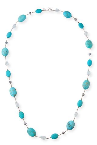 Margo Morrison Turquoise & Blue Topaz Station Necklace