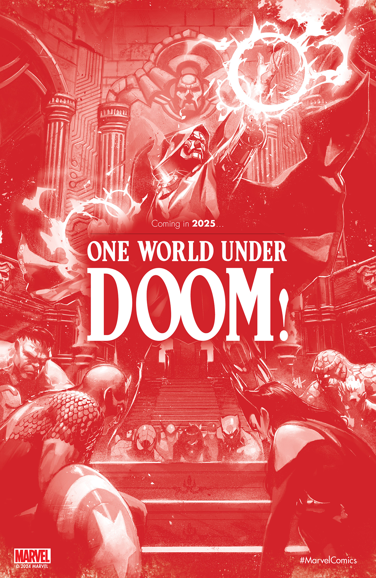 Ini resmi – Doctor Doom akan menjadi penjahat besar berikutnya di Marvel Universe, dan para pahlawan sudah berlutut di kakinya