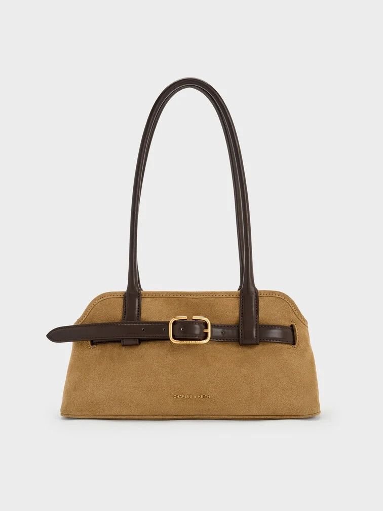 Victoria Recycled Suede Belted Elongated Shoulder Bag