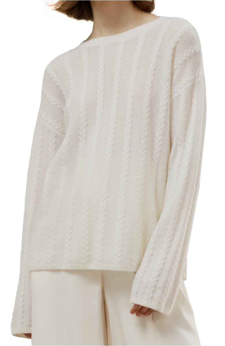 Semi-Sheer Cable-Knit Cashmere Sweater