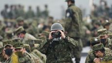The Japanese Self Defence Force during live fire exercises