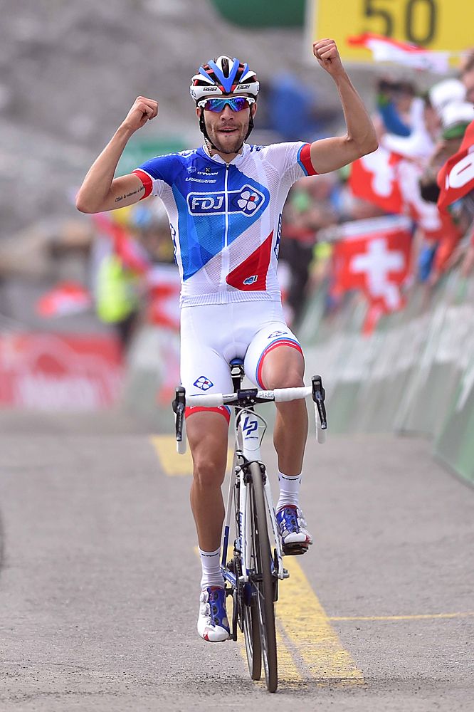 Thibaut Pinot (FDJ) takes the stage 5 win on Rettenbachgletscher at the Tour de Suisse
