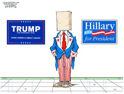Political cartoon U.S. Trump vs Hillary