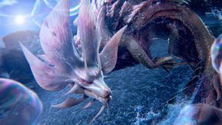 Mizutsune, a fox-like leviathan monster, in Monster Hunter Wilds.