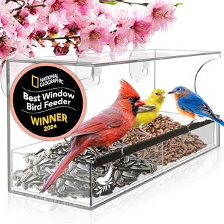 Window Bird Feeder Easy to Use to Attract Cardinals & Blue Jays-Cool and Unusual for Adults Who Have Everything, Window Bird Feeders With Strong Suction Cups-Large Up-Close Viewing for Elderly Parents