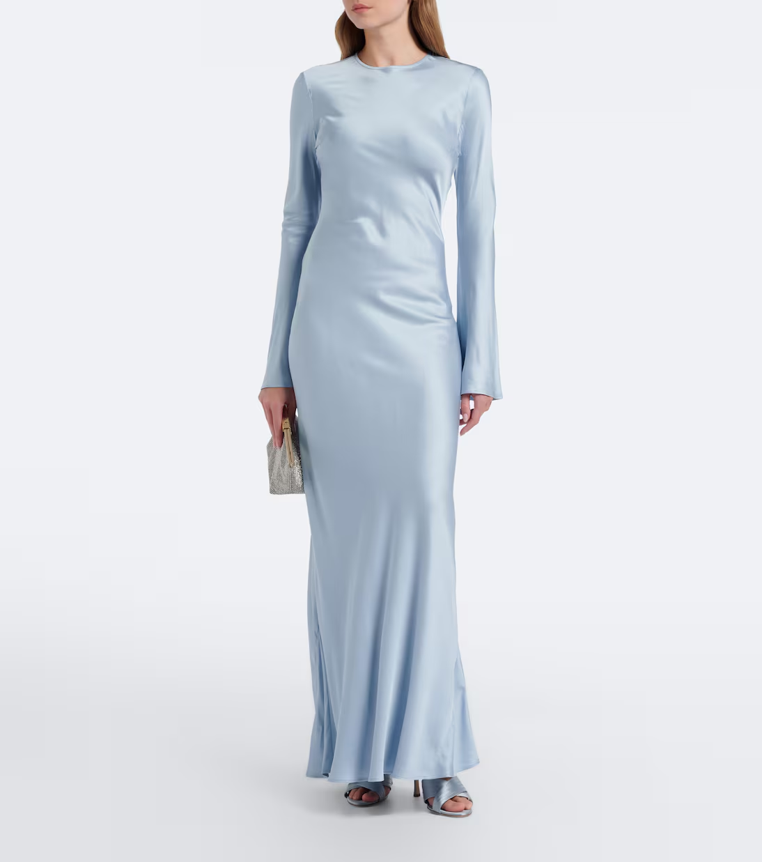 Rotate, Satin Maxi Dress in Blue - Rotate