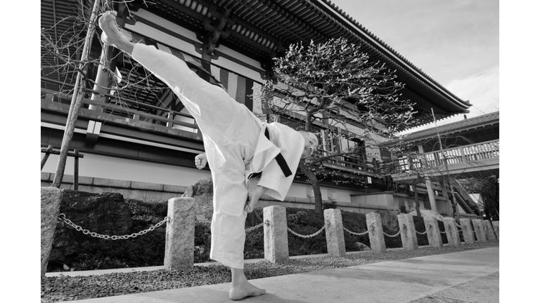 Akihiro Yuji Noguchi in full karate outfit