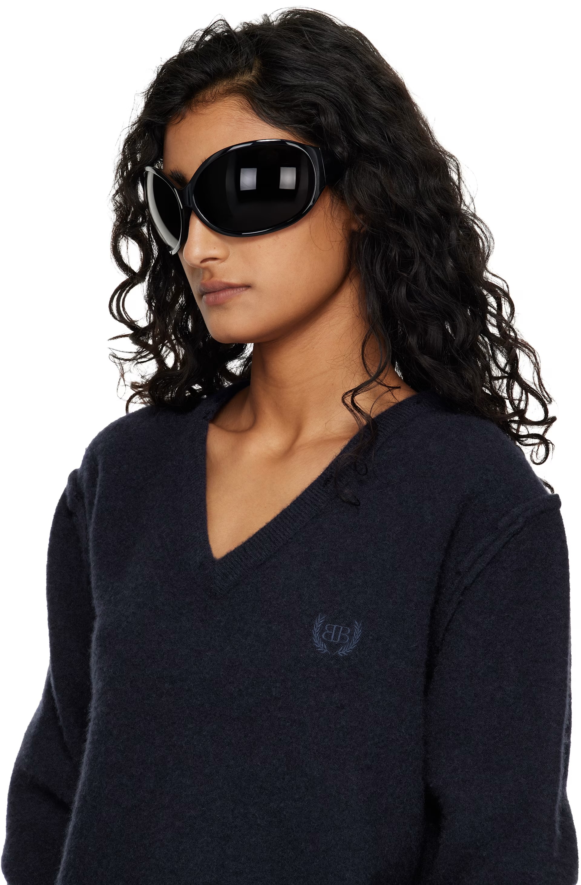 Balenciaga, Black Phantom Round Sunglasses