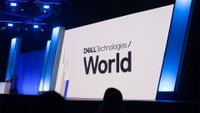 Dell Technologies logo and branding pictured on the keynote stage at Dell Technologies World 2024 in Las Vegas, Nevada on 20th May 2024.
