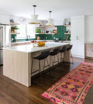 kitchen with hardwood plank flooring