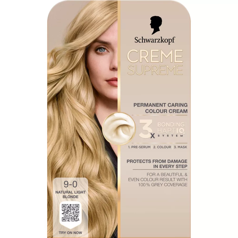 Schwarzkopf Creme Supreme 9-0 Sienna Miller Natural Light Blonde Permanent Hair Dye