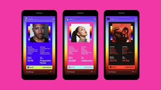 Spotify Wrapped on three phone screens