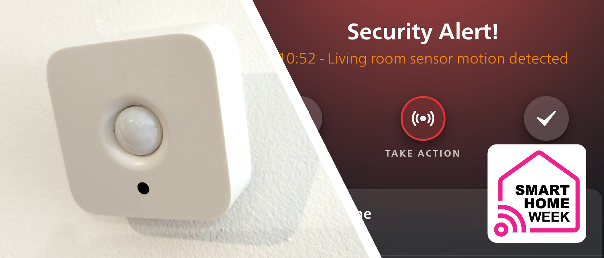 Philips Hue Motion Sensor on wall, and detection alert in app