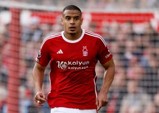 Chelsea Murillo of Nottingham Forest running during the Premier League match between Nottingham Forest and Manchester City at City Ground on April 28, 2024 in Nottingham, England. (Photo by Richard Sellers/Sportsphoto/Allstar via Getty Images)