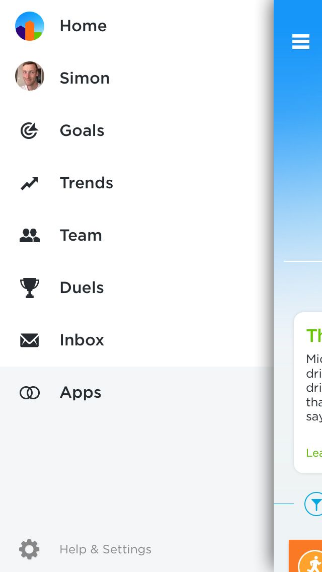 UP app menu
