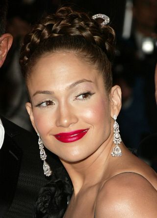 Jennifer Lopez attends the "Dangerous Liaisons: Fashion and Furniture in the 18th Century" Costume Institute benefit gala at the Metropolitan Museum of Art April 26, 2004 in New York City