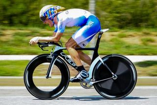 Dave Zabriske on his way to winning the 2009 US pro time trial title.