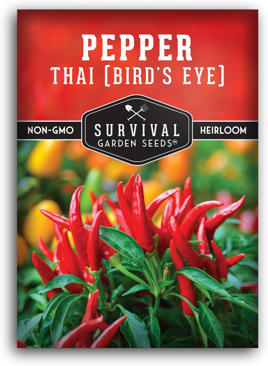 Thai Chili Pepper Seeds for Planting | Heirloom Bird&amp;rsquo;s Eye Hot Variety &amp;ndash; Non-Gmo Seeds for Spicy Cooking &amp;amp; Containers &amp;ndash; Survival Garden Seeds (1 Pack)