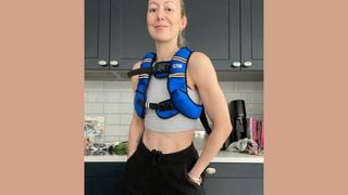 Jen Barton wearing weighted vest as one of the many types of strength training she does