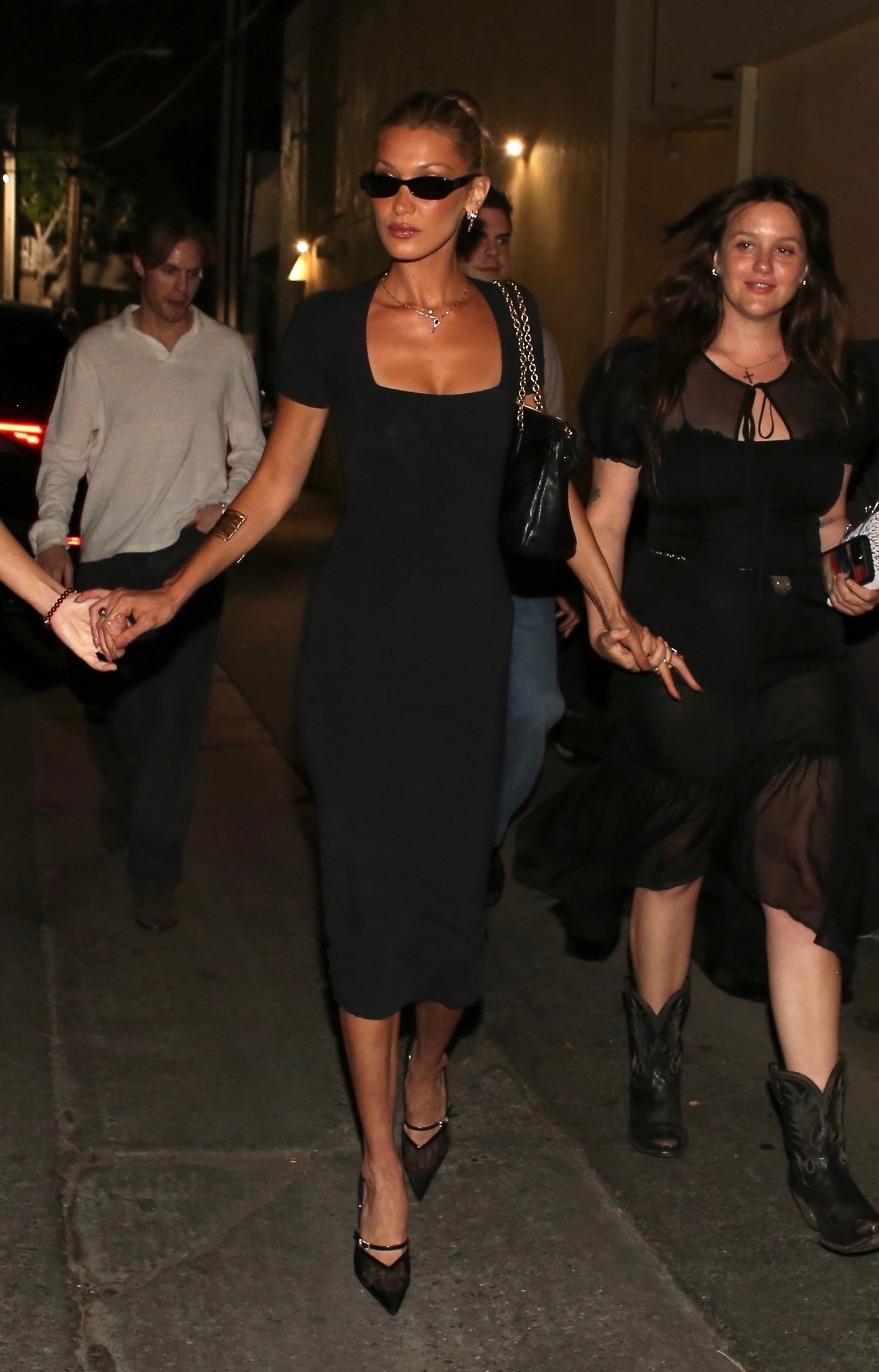 Bella Hadid hosted an Orebella after-party in a little black dress