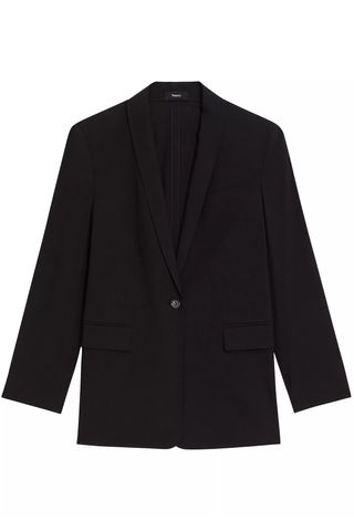 Theory Rolled-Sleeve One-Button Blazer