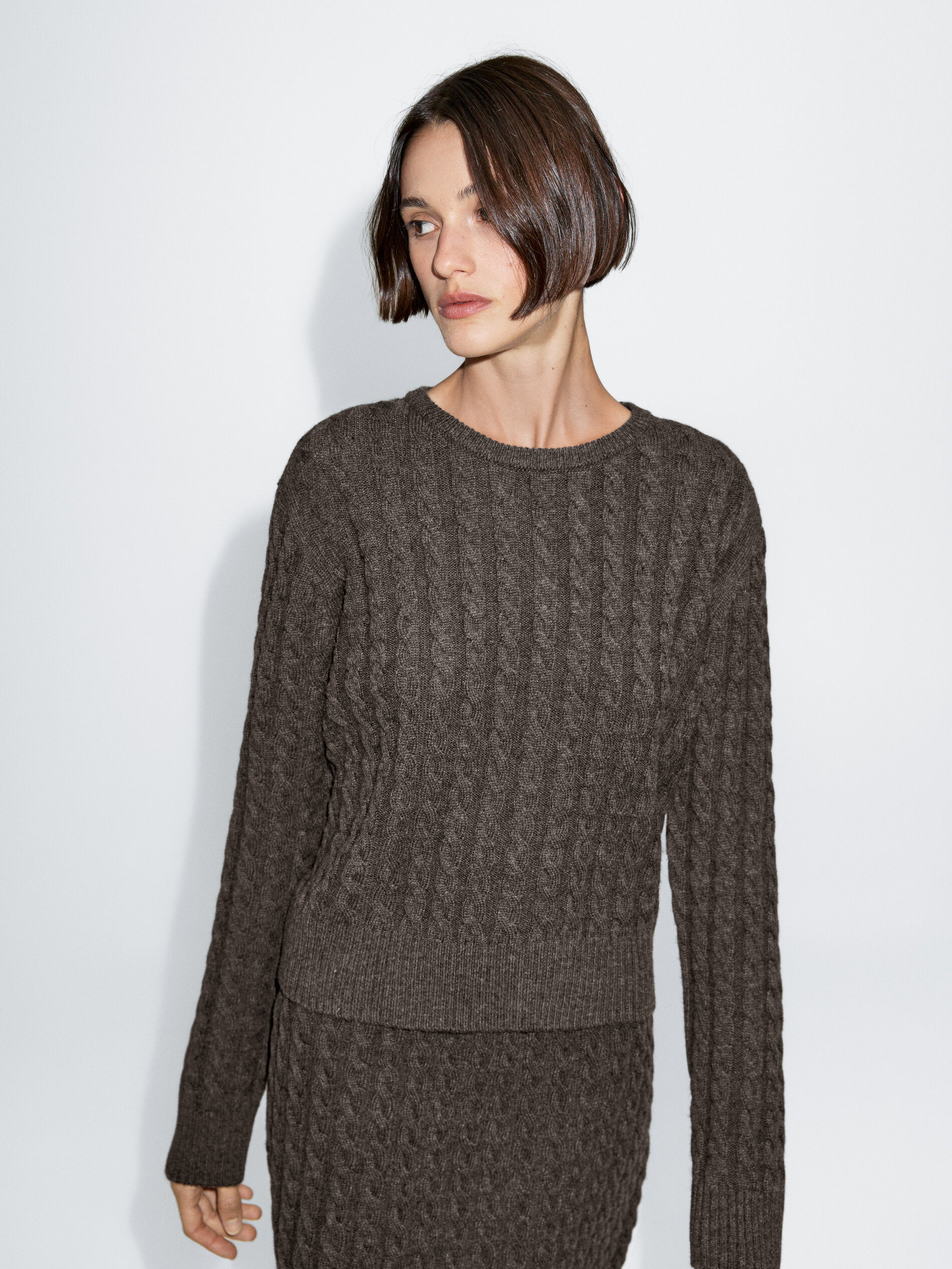 Wool Blend Cable-Knit Sweater