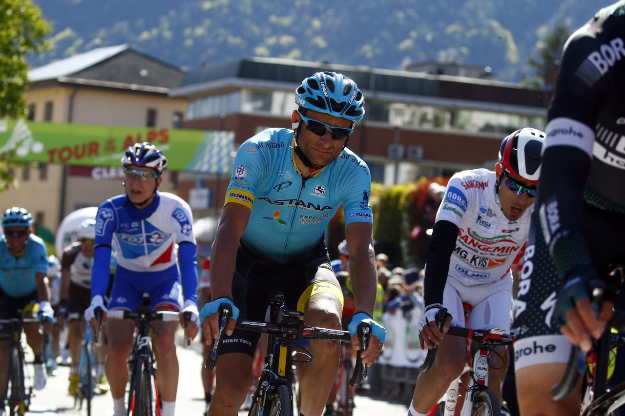 Michele Scarponi (Astana) had a crash but made the front group