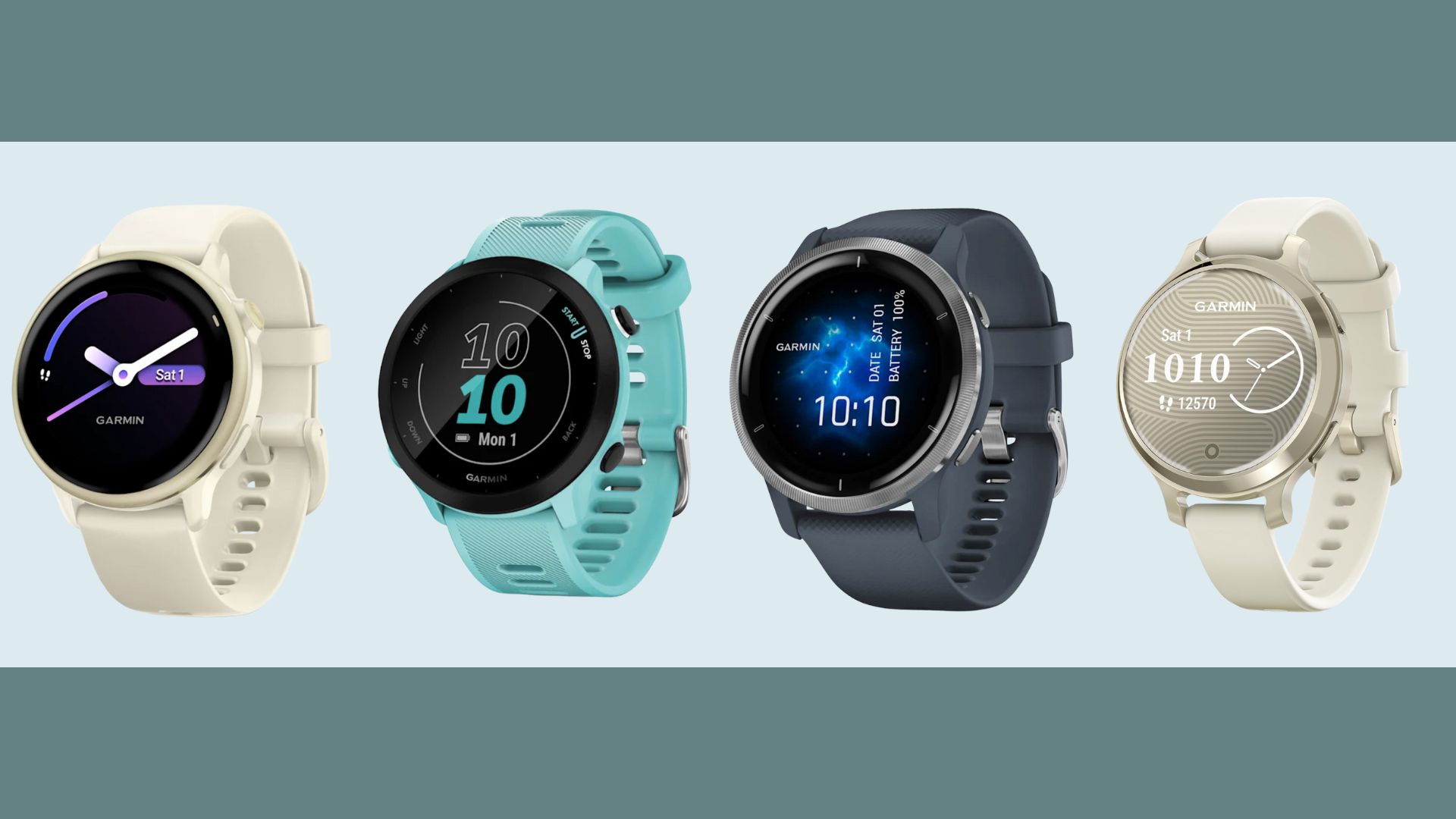 Garmin Vivoactive 6, Forerunner 55, Venu 2, and Lily 2, some of the watches available in the Garmin sale today