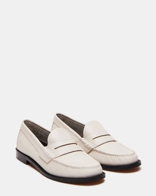 Steve Madden white leather loafers