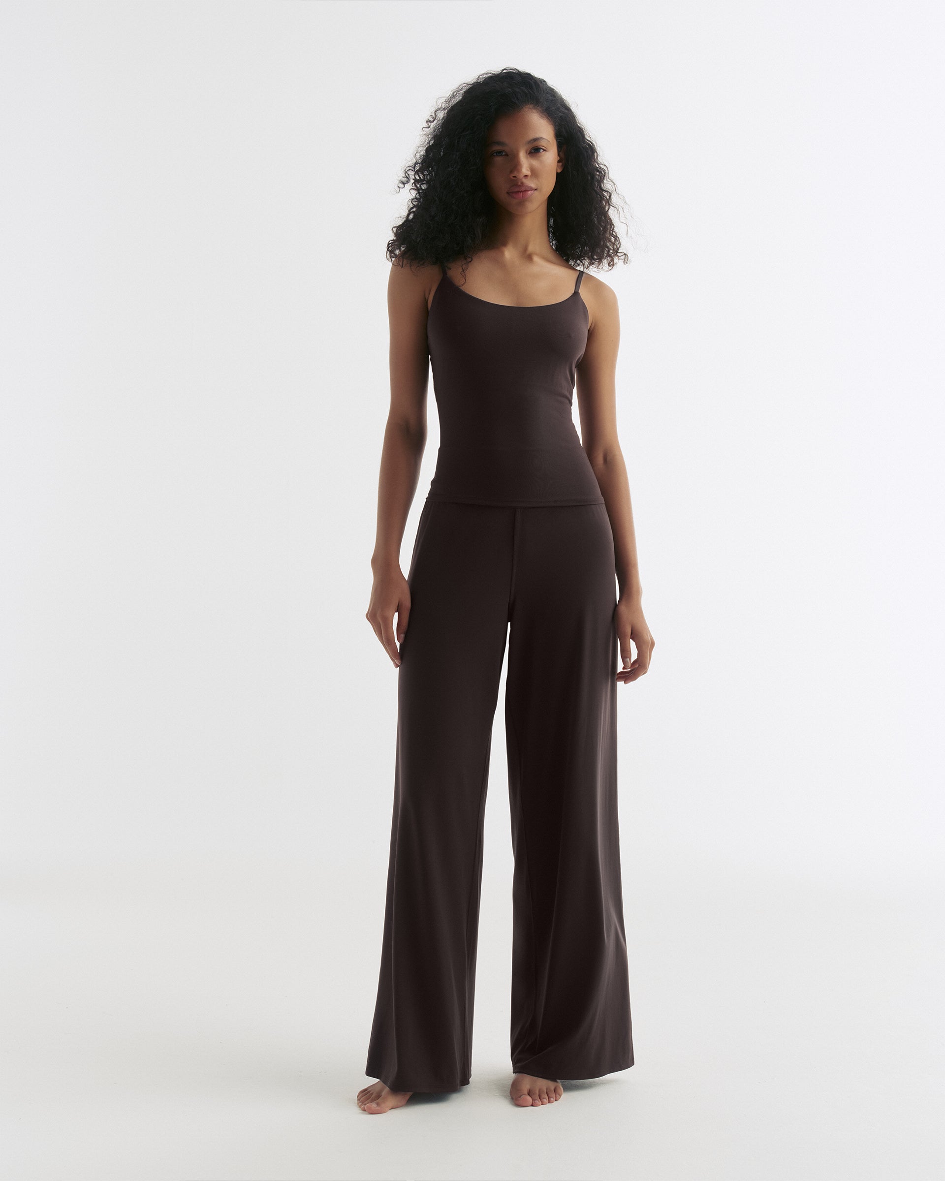 Wide Leg Yoga Pants - Coffee Bean - Xxs / Regular
