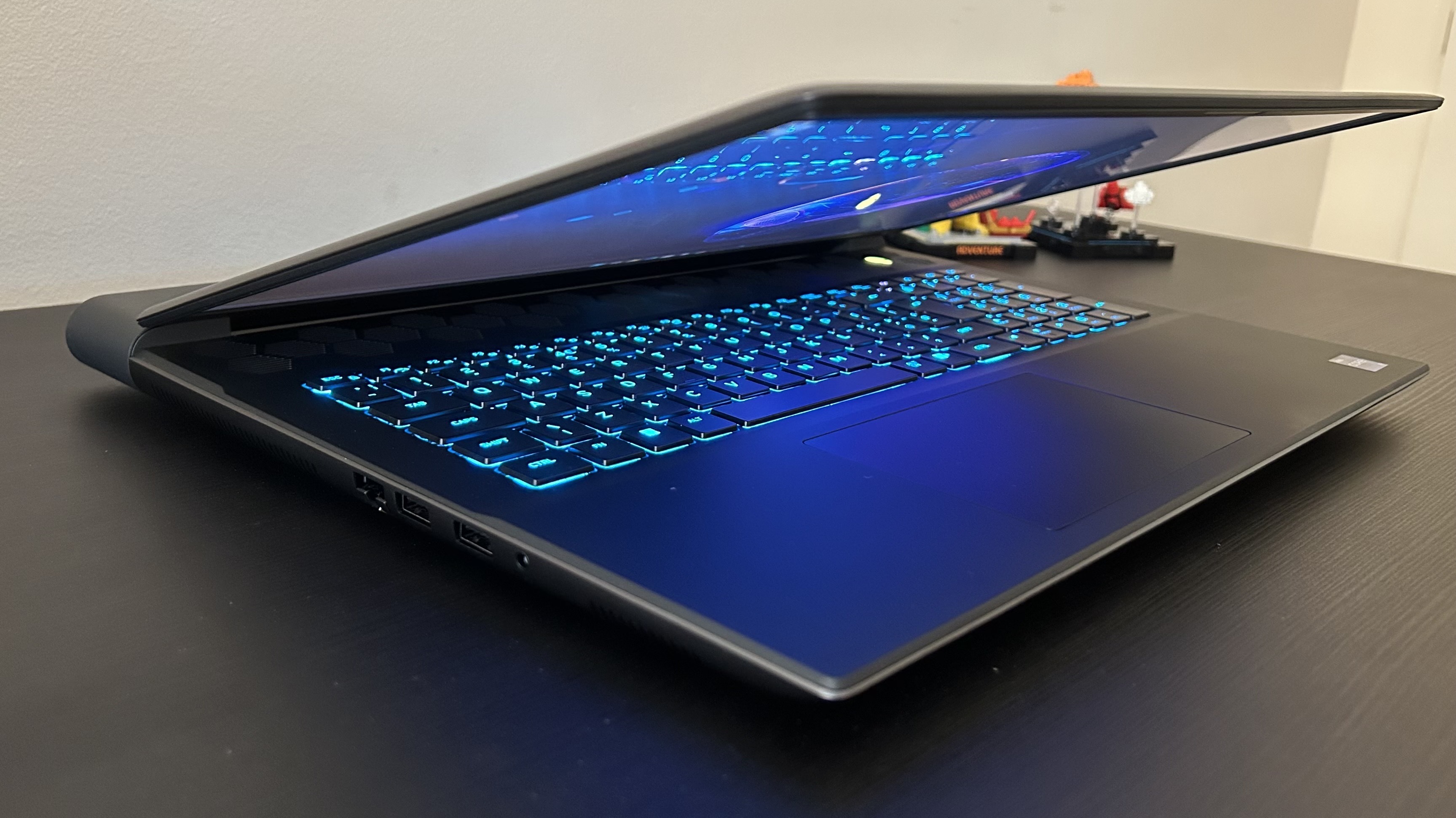 Alienware M18 gaming laptop with the lid slightly closed