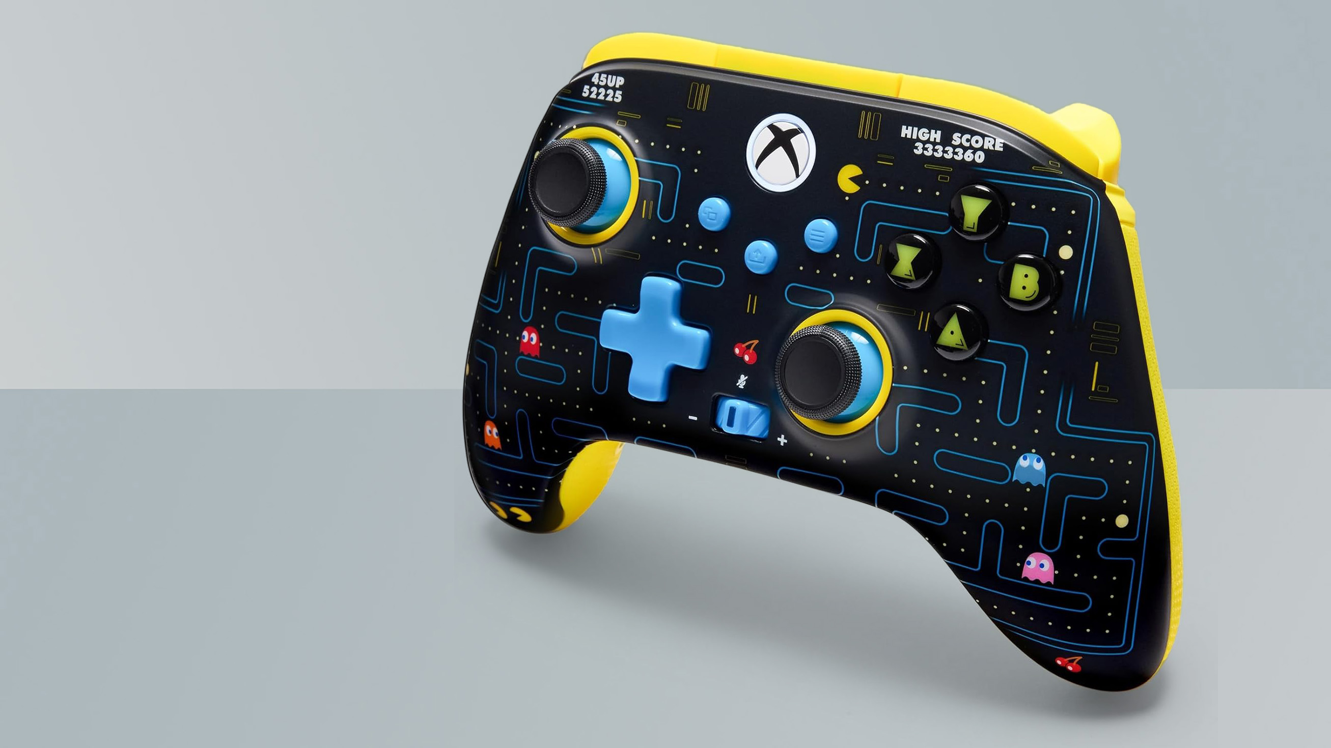 PowerA Pac-Man Xbox Wireless Controller on a grey background