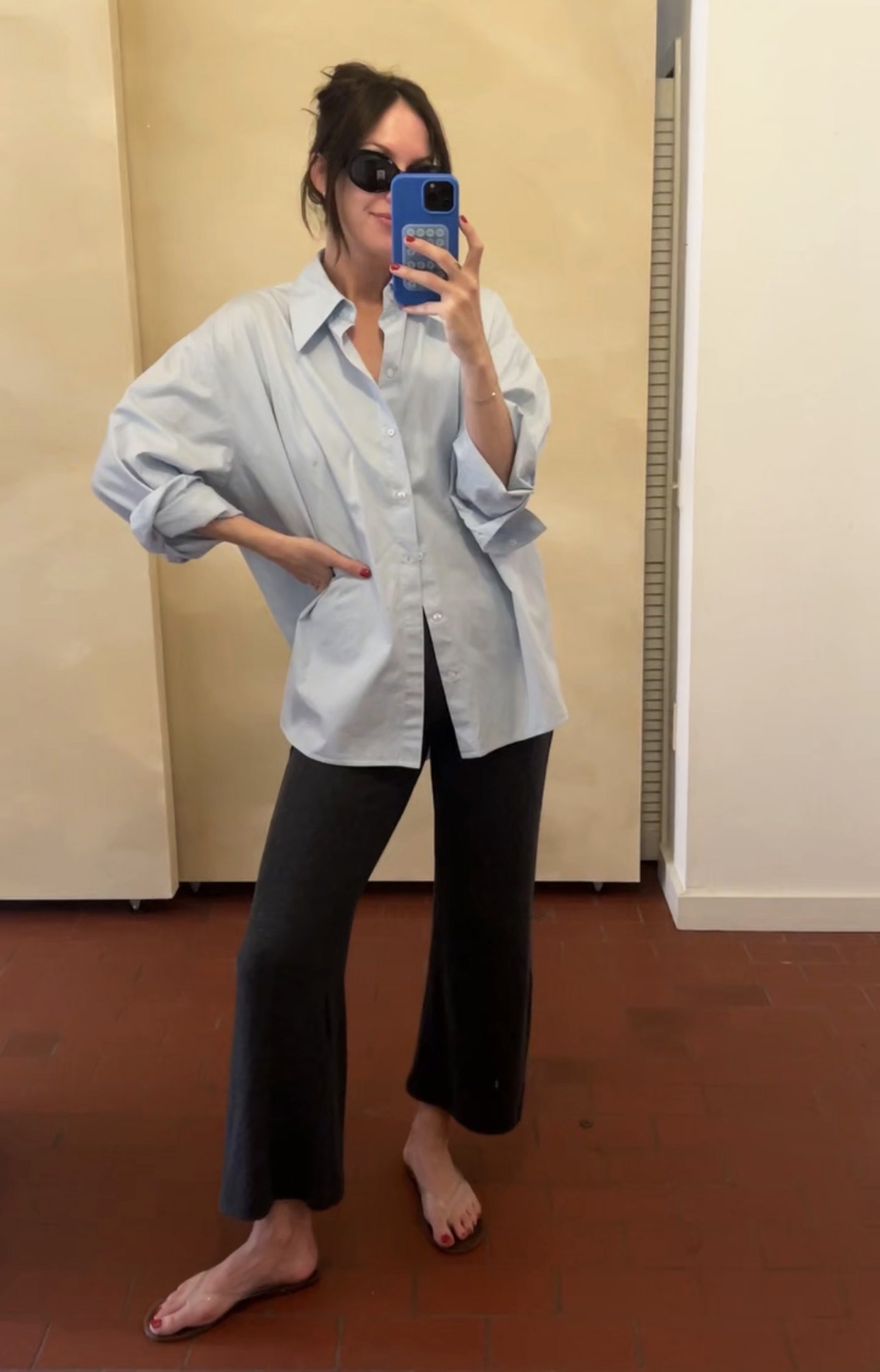 Personal stylist Anna Baldwin modeling pants.