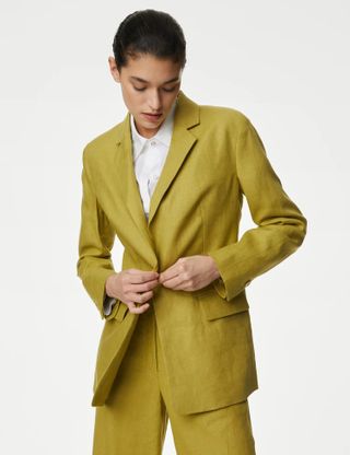 M&S Pure Irish Linen Single Breasted Blazer