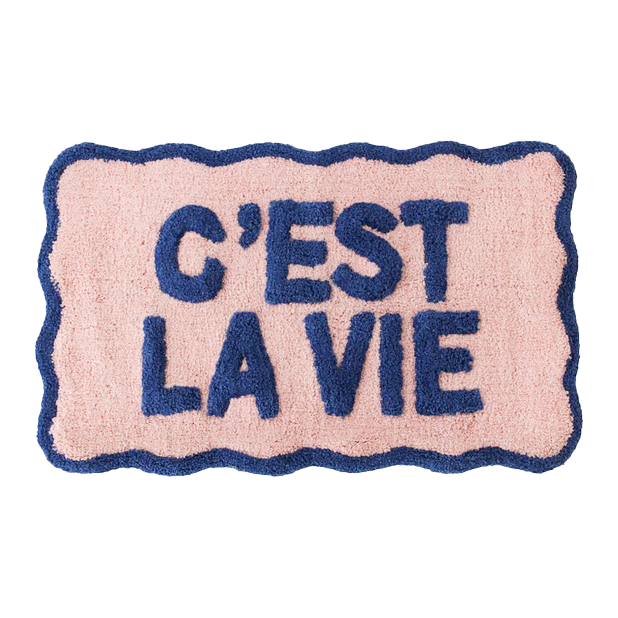 Rockett St George, Navy &amp;amp; Pale Pink C'est La Vie Bath Mat