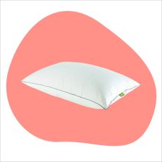 One of the best pillows Ideal Home has tested - the 'scooms Hungarian goose down pillow' on a pink background