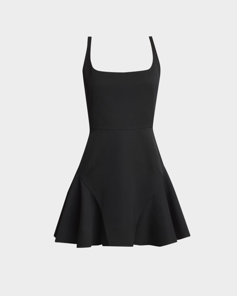 Square-Neck Sleeveless Ruffle Fluted Mini Dress