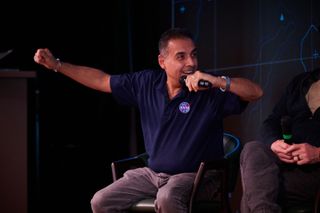 Former astronaut Jose Hernandez speaks during a live webinar from the Drake Passage during the Space2Sea Antarctica voyage.