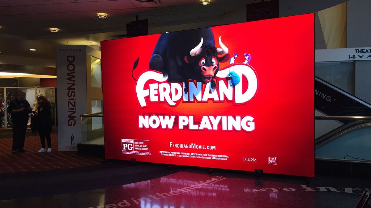 A Nanolumens dvLED display showing Ferdinand the Bull movie teaser.