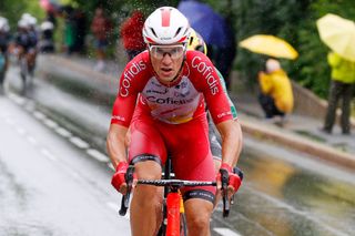 TIGNES FRANCE JULY 04 Anthony Perez of France and Team Cofidis in the chase group during the 108th Tour de France 2021 Stage 9 a 1449km stage from Cluses to Tignes Monte de Tignes 2107m LeTour TDF2021 on July 04 2021 in Tignes France Photo by Chris GraythenGetty Images