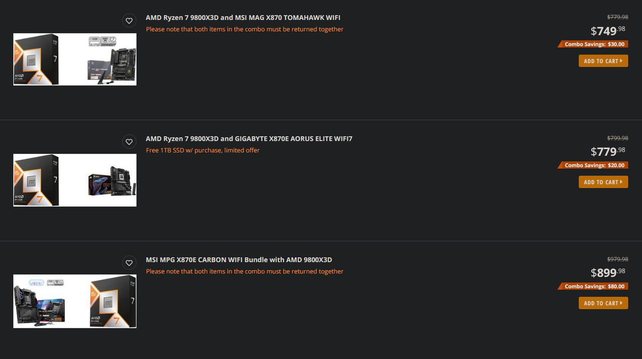 Newegg bundle 9800X3D