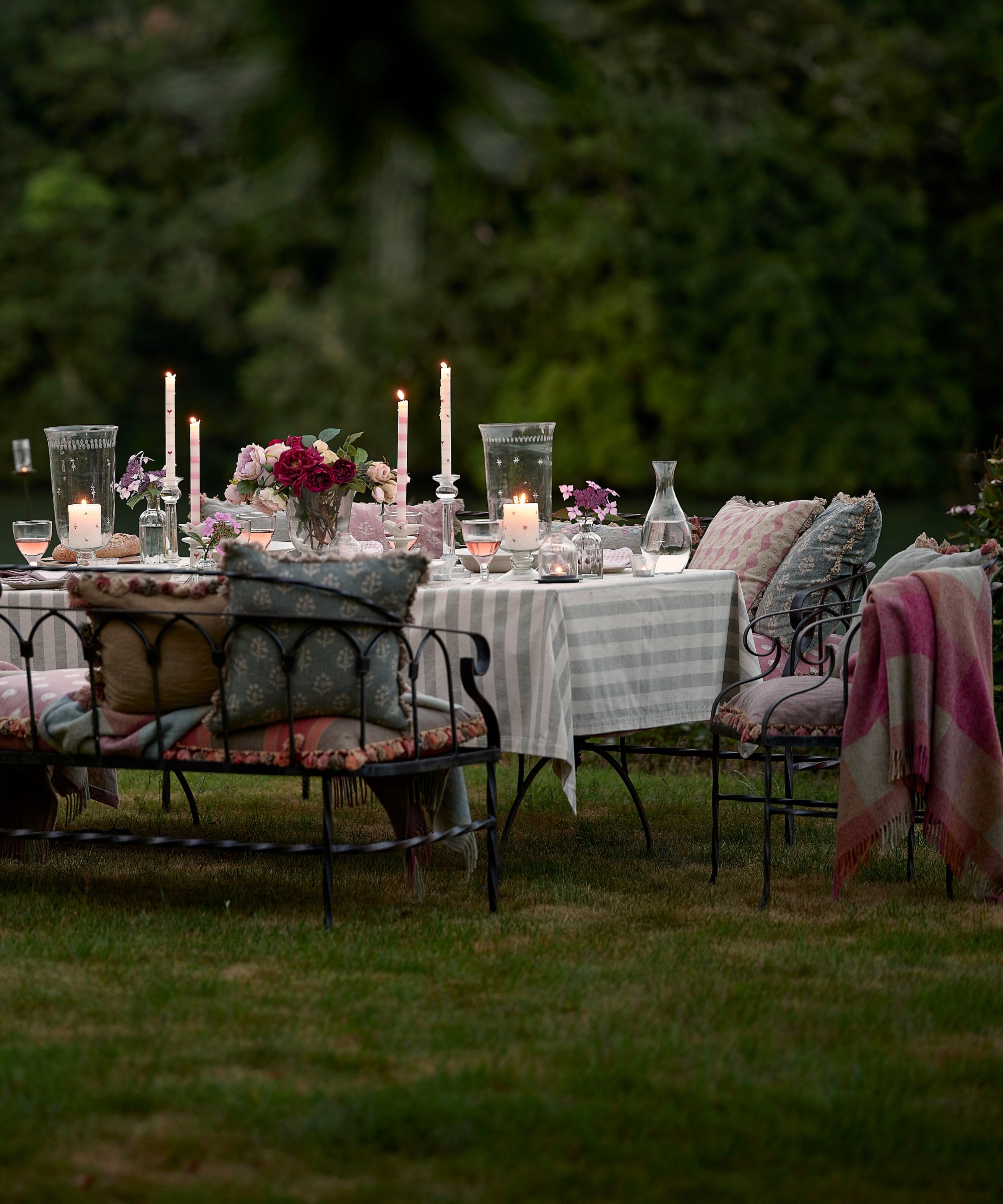 outdoor table with candles Susie Watson Designs
