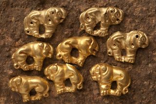 Treasures found at the ancient Scythian cemetery, located about 6 miles (10 kilometers) away from the nomadic warrior's grave.