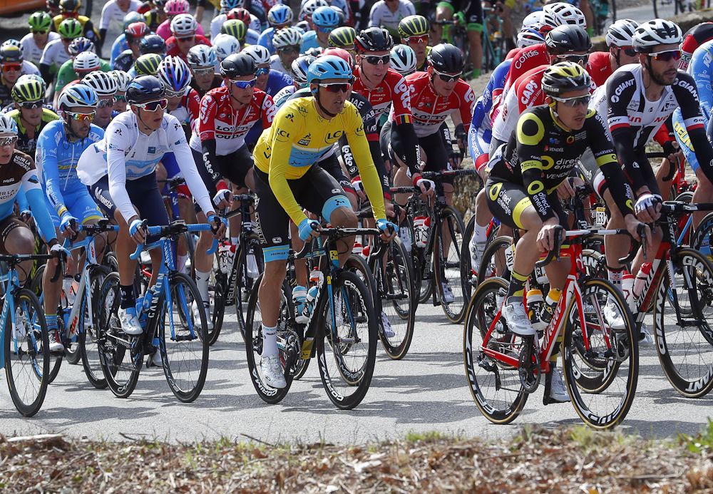 Race leader Luis Leon Sanchez in the bunch during stage 5