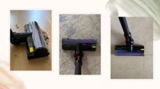 compilation images of testing a Dyson V8 Cyclone Vacuum