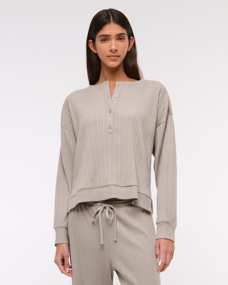 abercrombie, Lounge Wide Rib Henley Sweatshirt