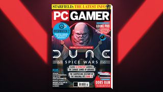 A big dune man looms on the cover of PC Gamer issue 371