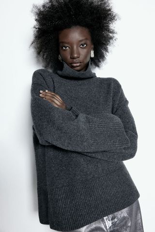 Cashmere-Blend Polo-Neck Jumper