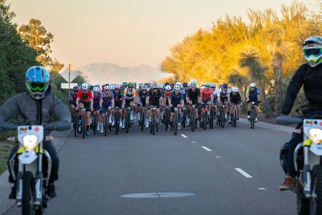 The men's field setting off at Belgian Waffle Ride 2024 - Arizona